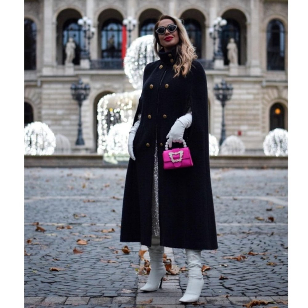 ZARA XS/S LIMITED EDITION WOOL BLEND CAPE - Picture 1 of 8